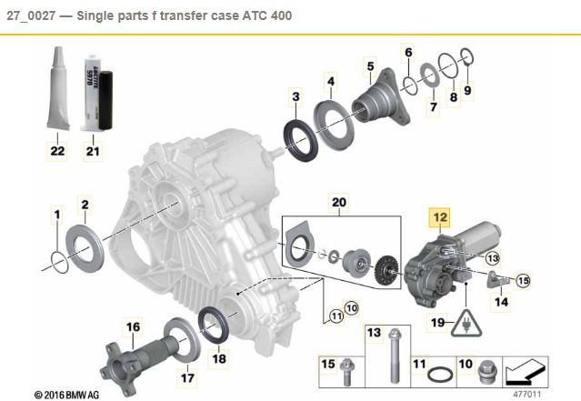 BMW X3, E83, X5, E53, E70, E71 Transfer Box Vtg Actuator Hi Low Motor 27102449709