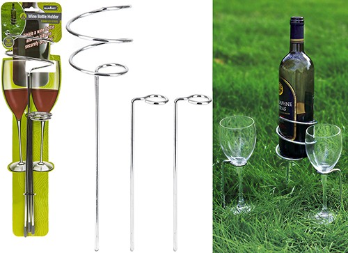 Summit Wine Bottle And Two Wine Glass Holders - Stainless Steel