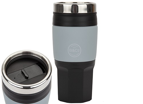 Summit B&Co 400ml / 14oz Insulated Thermal Camping Hiking Travel Mug Cup - Black