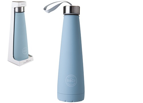 Summit B&Co 450ml Rubberised Conical Bottle Flask Duck Egg Blue
