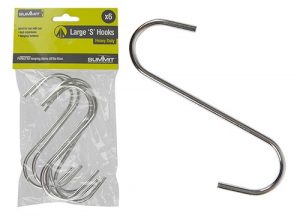Summit Stainless Steel Large Hanging S Hooks Camping Caravan - 6 Pack