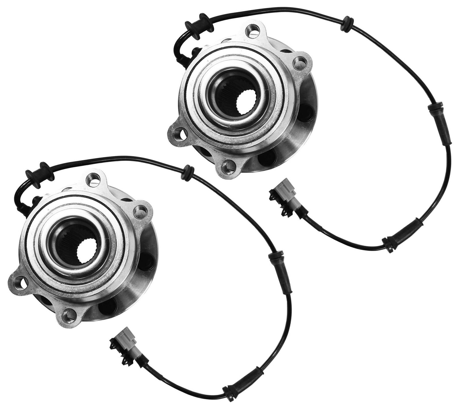 Front Hub Wheel Bearing Kit Pair Inc ABS Sensor For Nissan Pathfinder R51