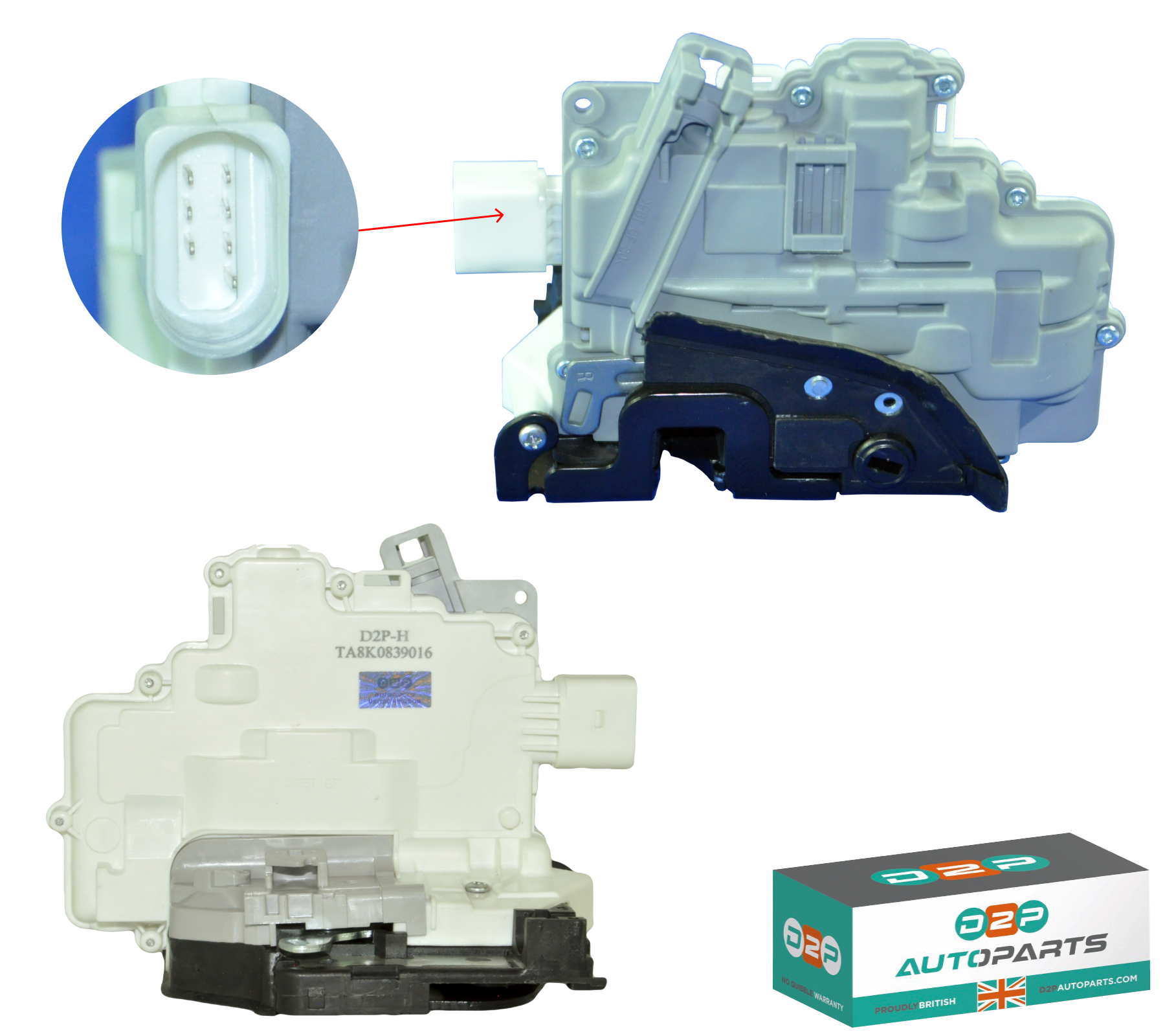 D2P Door Lock Mechanism Actuator Replacement For Rear Right Compatible With Audi A4 B8, A5, Q3, Q5, Q7, Tt, Touareg Replaces 8K0839016