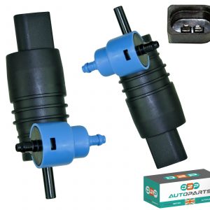 D2P Front & Rear 2-Pin Twin Outlet Windscreen Washer Pump Replacement | Compatible With 97-00 VW Passat 3B5, 00-05 Passat 3C5, 02-16 Phaeton 3D, 95-02 Polo 6KV2, 95-10 Sharan 7M6 | 1T0955651A