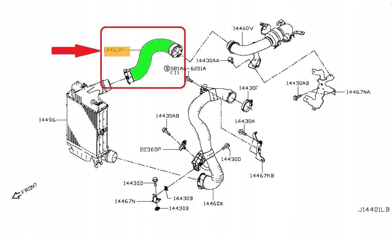 Intercooler Turbo Hose Pipe For Nissan X-trail Iii T32, Juke F15, Qashqai 1.6