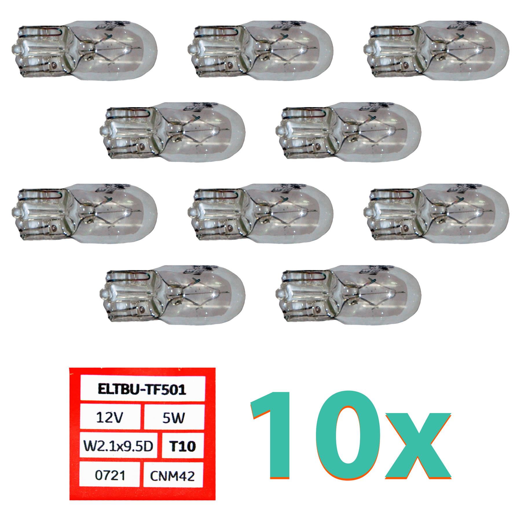 T10 501 Bulbs 12v 5w Sidelight Capless Number Plate W5w Halogen Car Bulbs X10 - Image 2