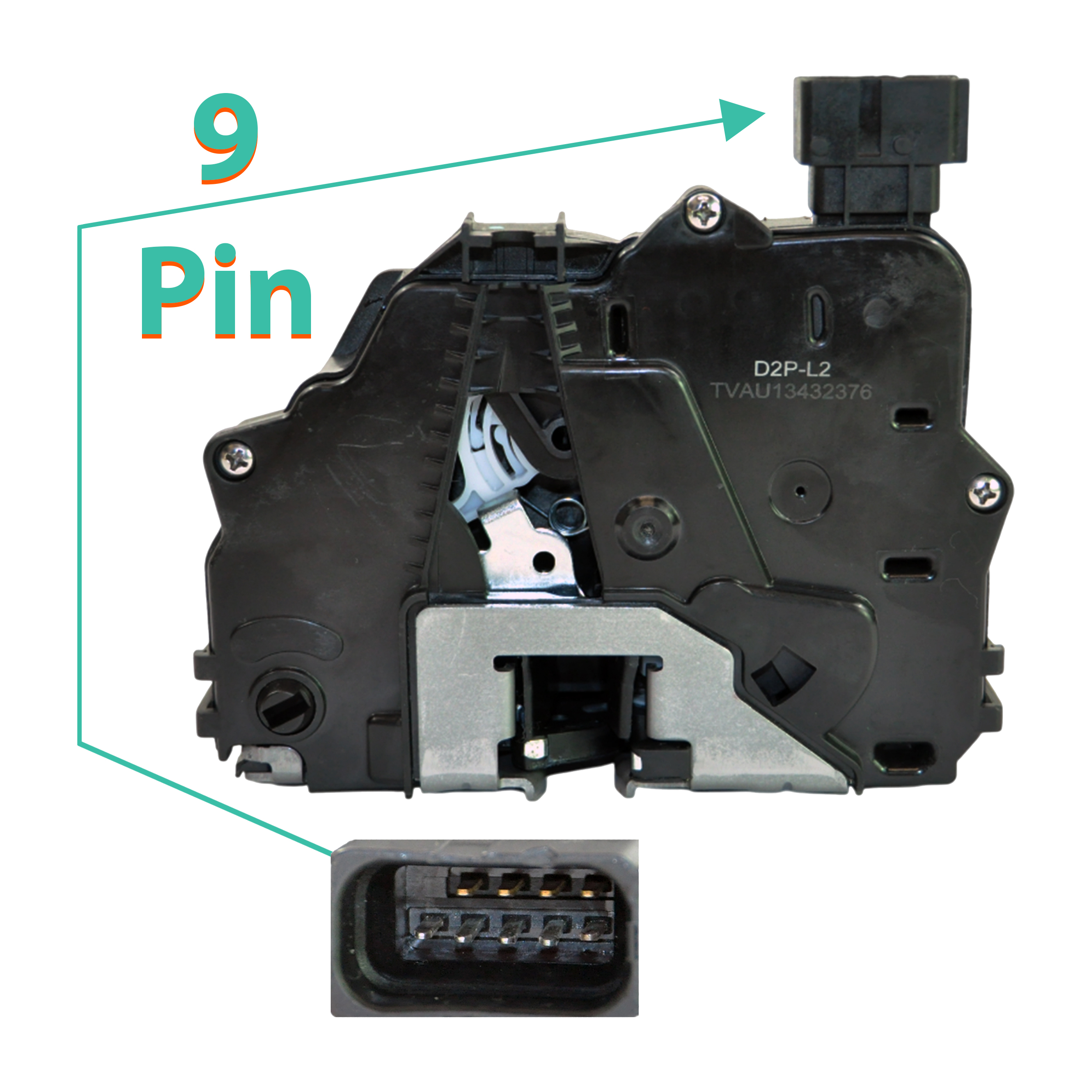 D2P 9-Pin Rear Left Door Lock Mechanism Replacement | Compatible With 10-13 Vauxhall / Opel Meriva B S10 1.3, 1.4, 1.6, 1.7, 10-13 Mk II B S10 1.3 | 13432376