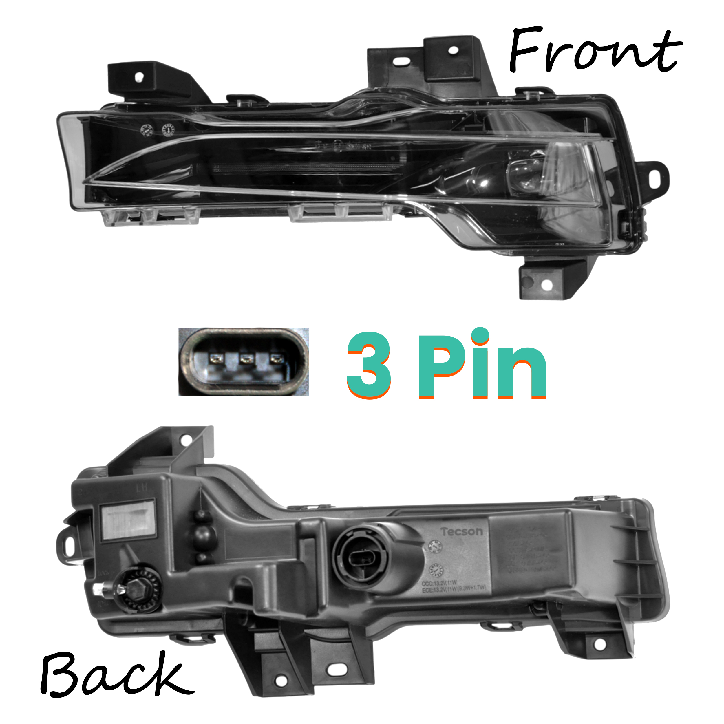 D2P Fog Lamp Left Hand Compatible With 2017-2025 Tesla Model 3, Y Replaces 1077395-00-D