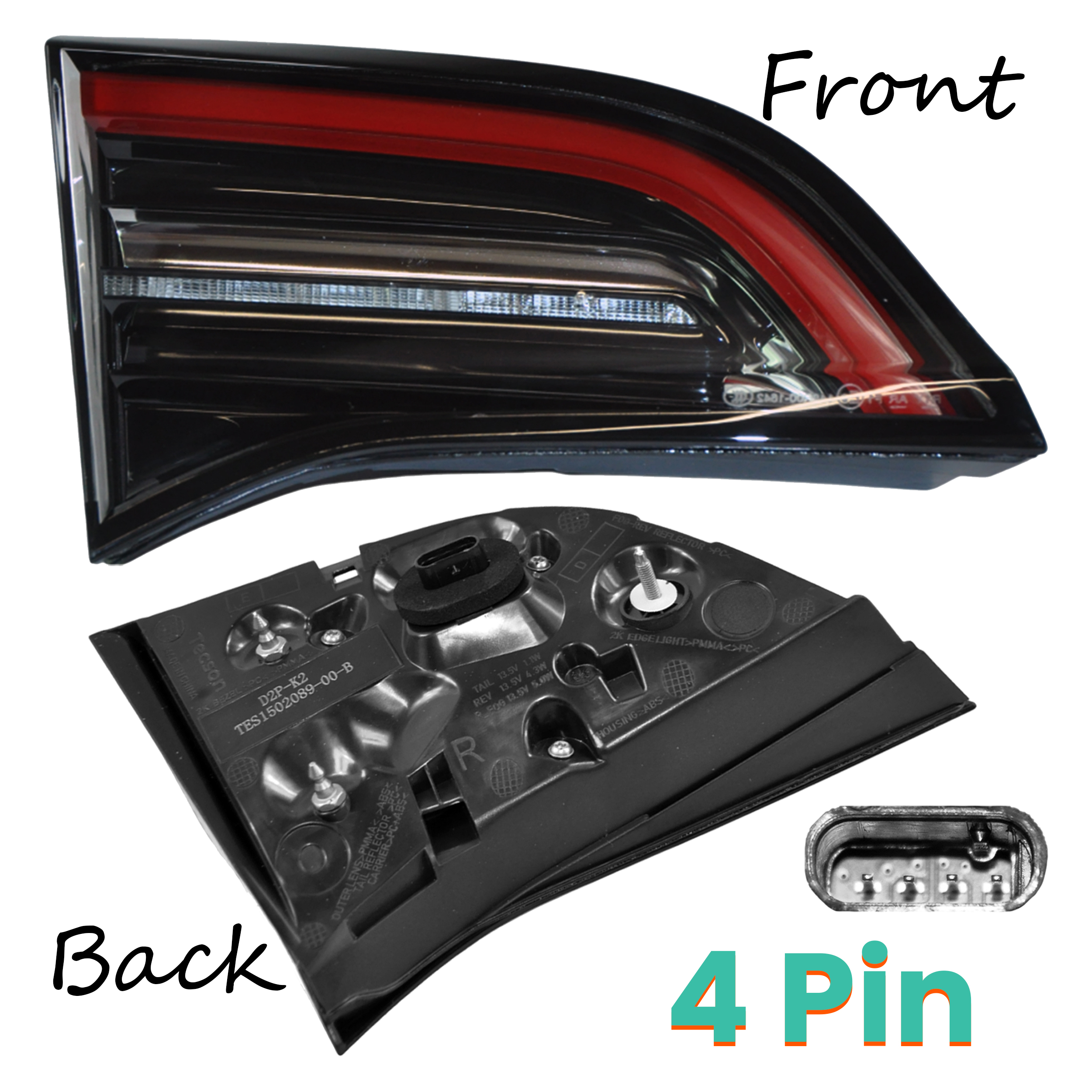 D2P Inner Rear Light Right Hand Replacement | Compatible With 2019-2025 Tesla Model 3 5YJ3 Replaces 1502089-00-B